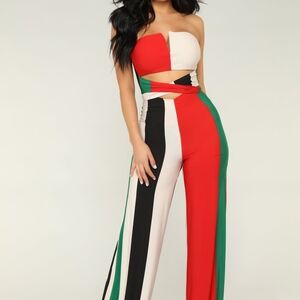 Fashion Nova Multicolor Strapless Jumpsuit